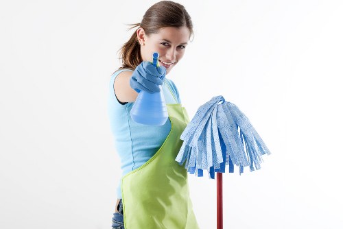 Professional carpet cleaner in W1 cleaning a living room carpet