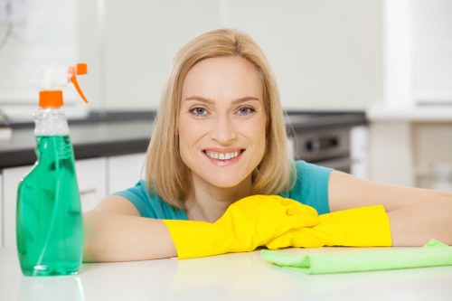 Safe and professional carpet cleaning service with protective equipment