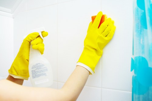 Deep cleaning a fabric sofa in a central London home